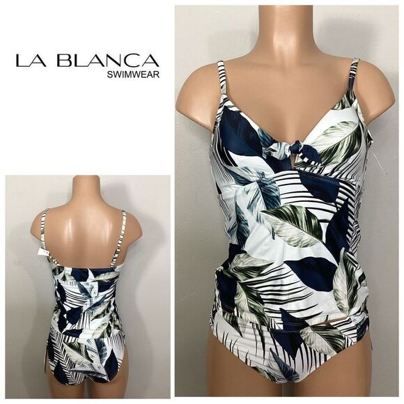 New. La Blanca green tropical tankini set. S-top/M-bottom . Retails. $149 - Picture 1 of 9